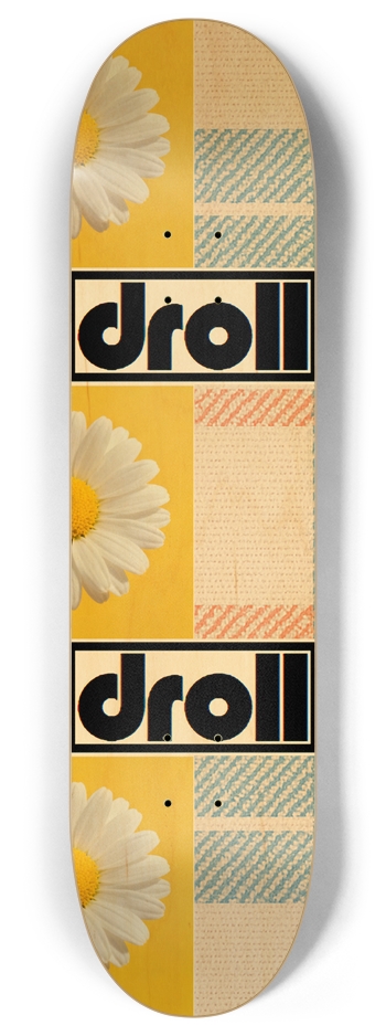 3 daisies, plaid baby blue, salmon 8 Inch Skateboard Deck
