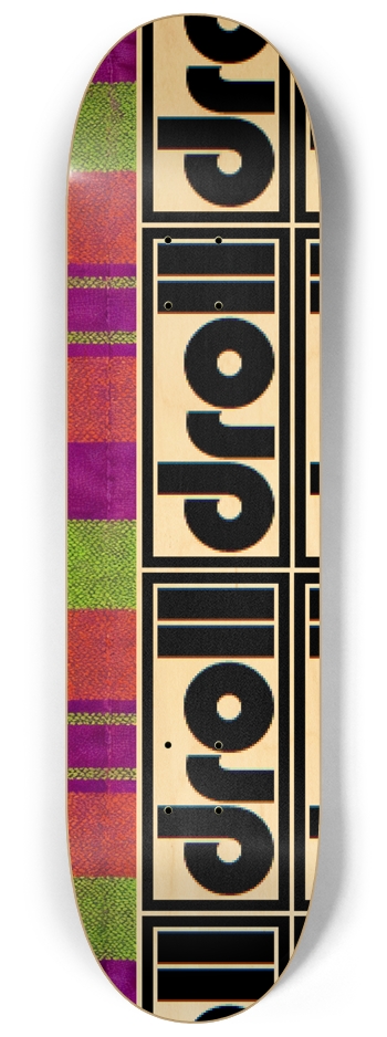 droll logo, tartan pink, purple, neon green 8-1/4 Skateboard Deck