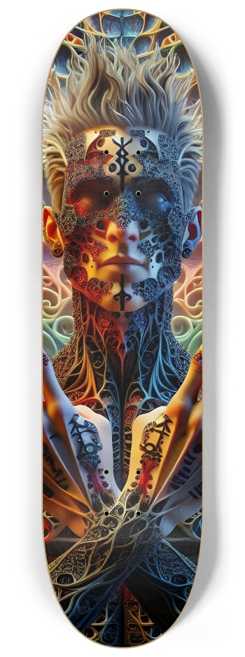 Psychedelic Fractal Peace Dude 0004 8K #2 8-1/4 Skateboard Deck