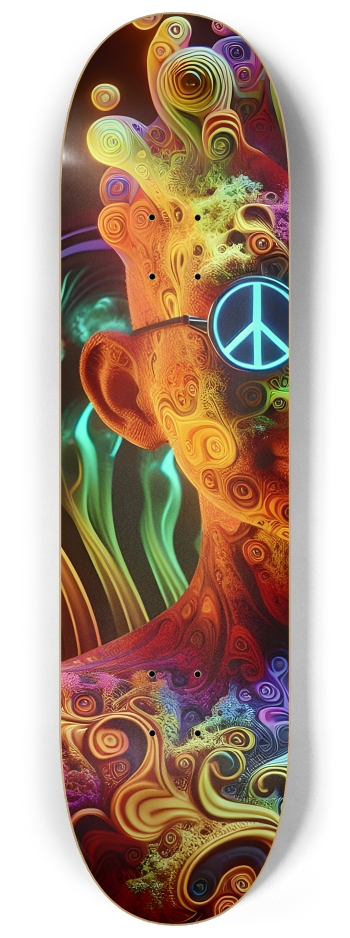 Psychedelic Fractal Peace Dude 0005 8K #1 8-1/4 Skateboard Deck