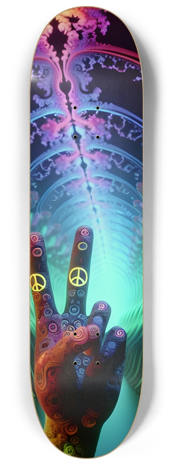 Psychedelic Fractal Peace Dude 0005 8K #3 8-1/4 Skateboard Deck