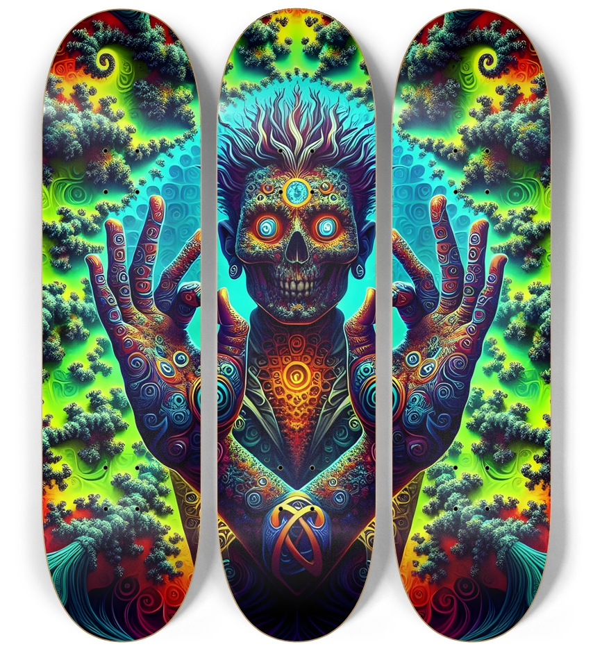 Psychedelic Fractal Peace Dude 0003 8K 3 Deck Wall Series