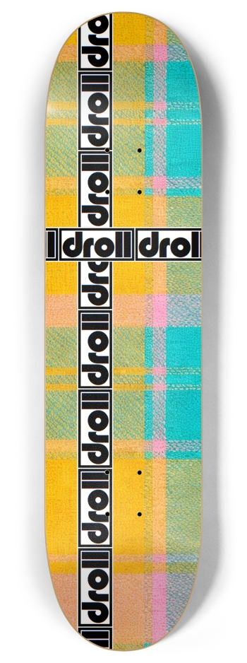 tartan droll strip marigold, turquoise, salmon, pink 8 Inch Skateboard Deck