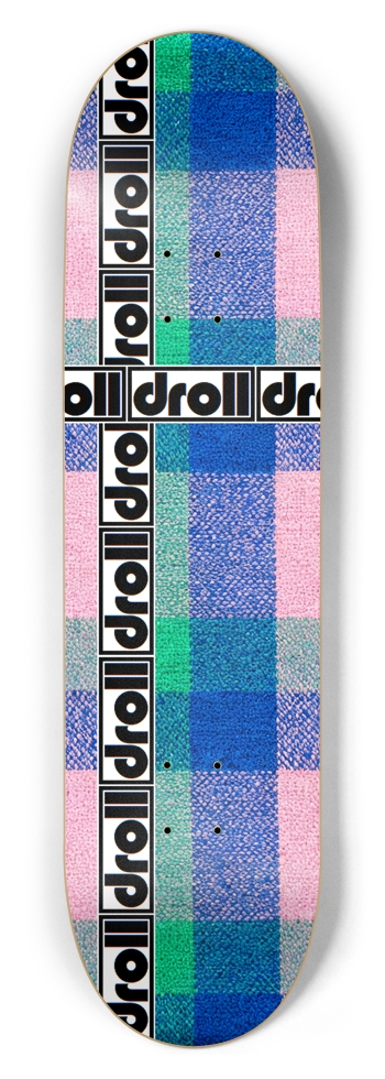 tartan droll strip royal blue, mint green, pink 8-1/2 Skateboard Deck