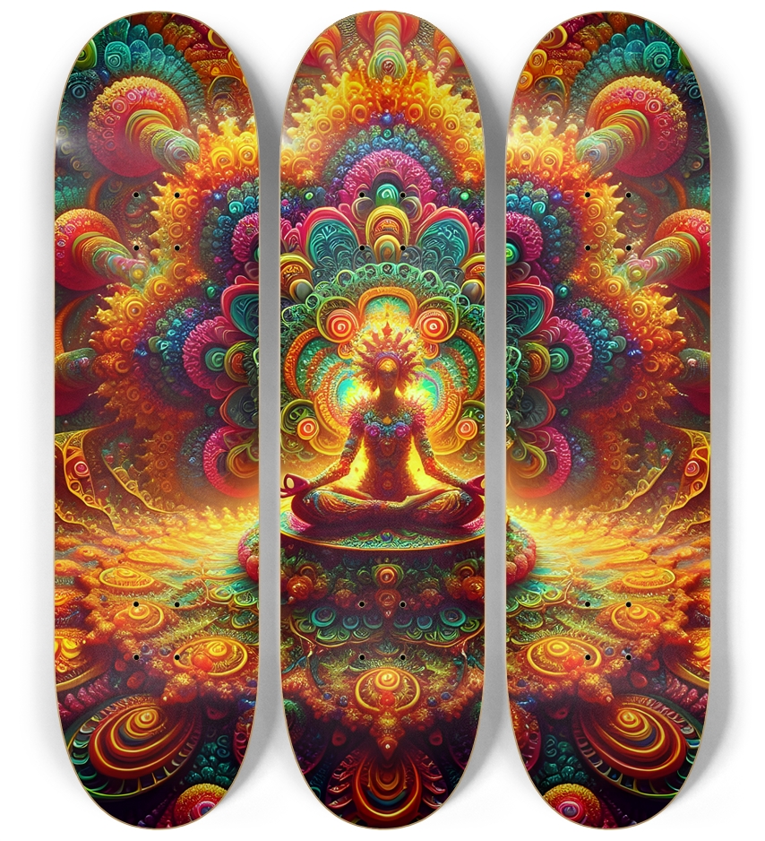 Psychedelic Fractal Aditi 0010 8K 3 Deck Wall Series