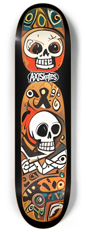 Tribal Totems 2 - Custom Popsicle Tribal Skulls and Skate Artifacts 8-1/4 Skateboard Deck
