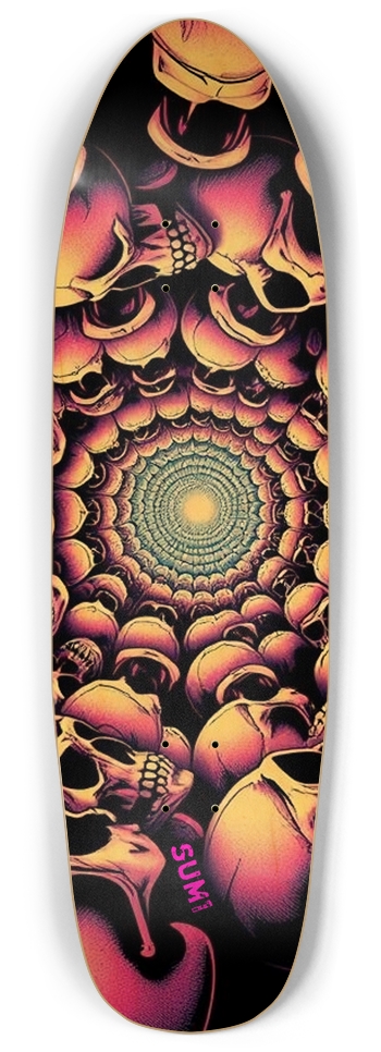 sum1sk8boards pink spiral skeleton punk nose pool board Punk Nose Pool Shape
