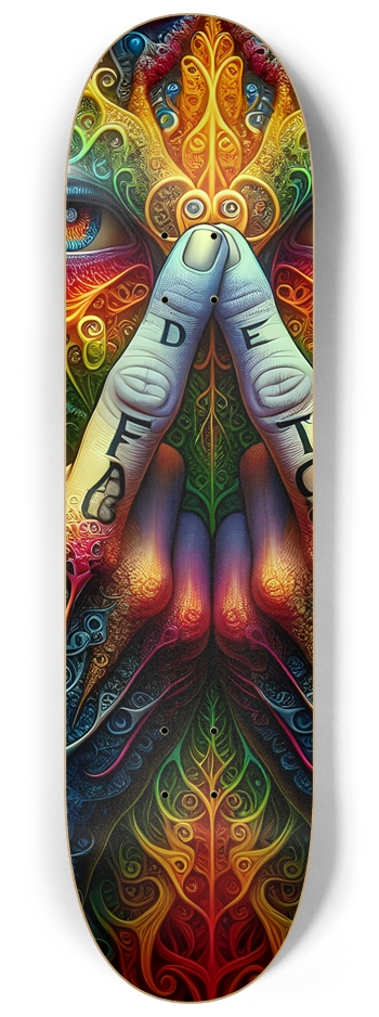 Psychedelic Fractal Flip The Bird 0001 8K 8-1/4 Skateboard Deck