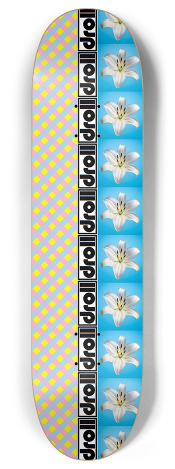 candy plaid lily strip blue 8 Inch Skateboard Deck