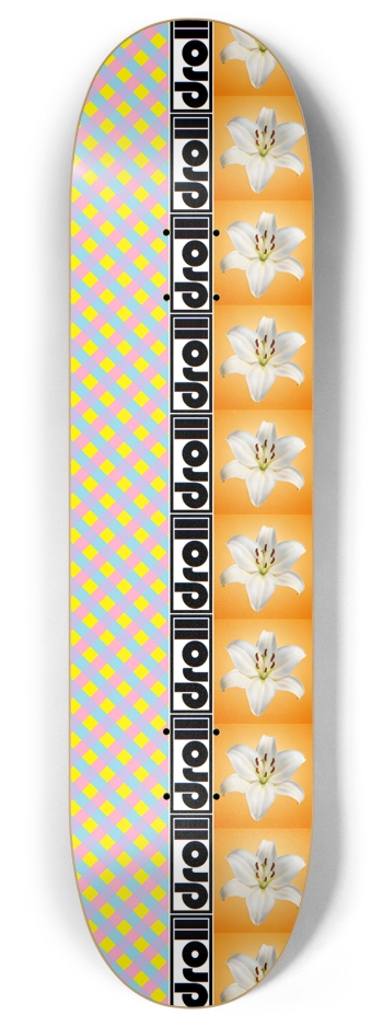 candy plaid lily strip orange 8 Inch Skateboard Deck
