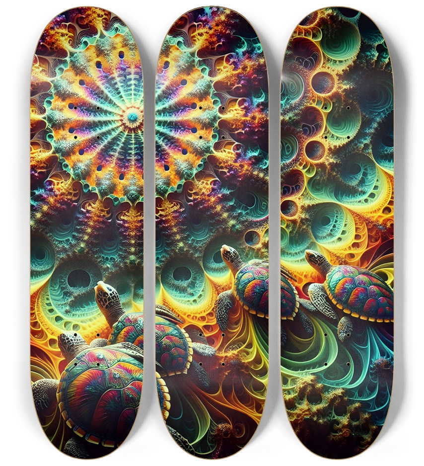 Fractal Sea Turtle Tile 0006 8K 3 Deck Wall Series