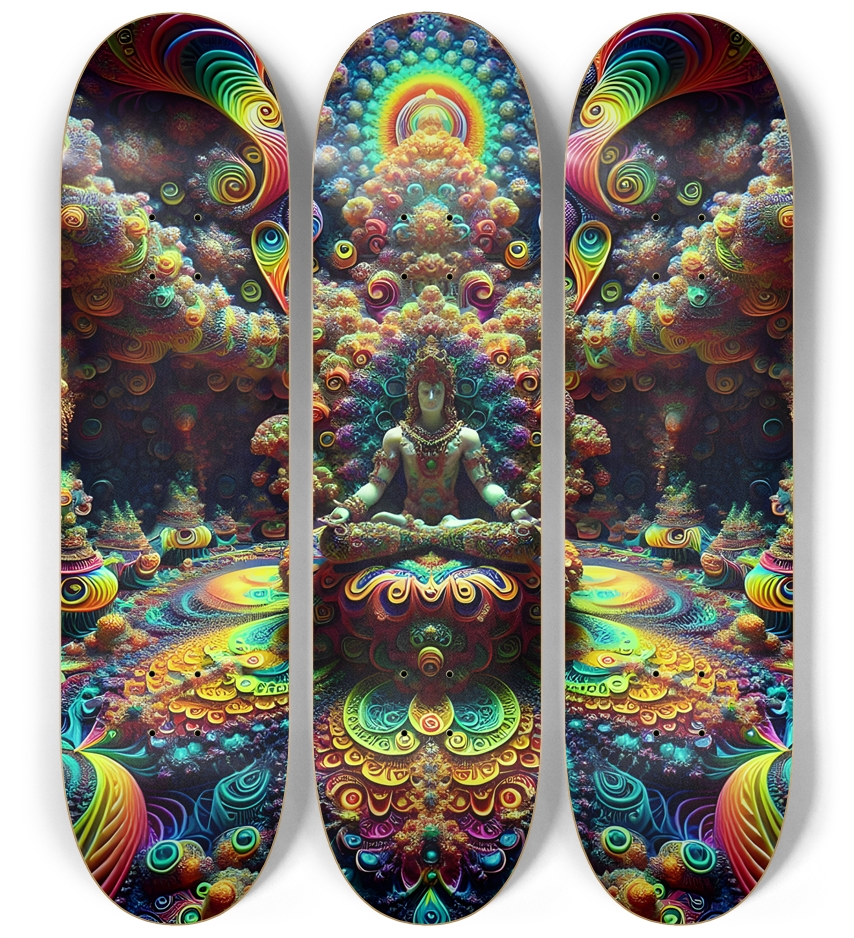 Psychedelic Fractal Vishnu 0009 8K 3 Deck Wall Series