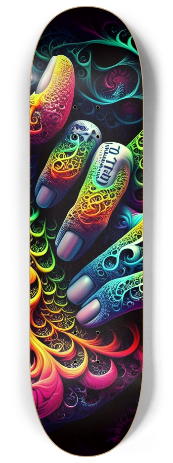 Psychedelic Fractal Flip The Bird 0002 8K #1 8-1/4 Skateboard Deck