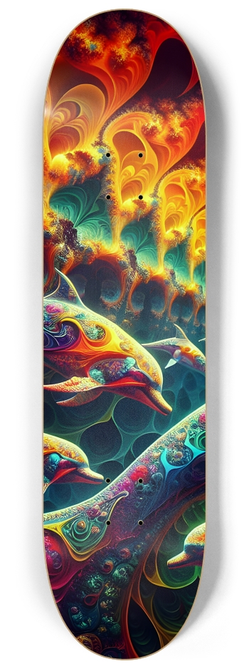Seamless Fractal Dolphin Tile 0006 8K #1 8-1/4 Skateboard Deck