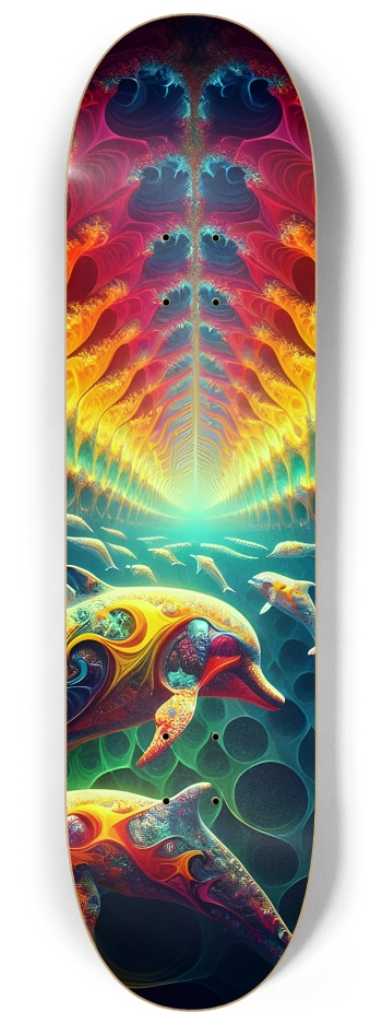 Seamless Fractal Dolphin Tile 0006 8K #2 8-1/4 Skateboard Deck