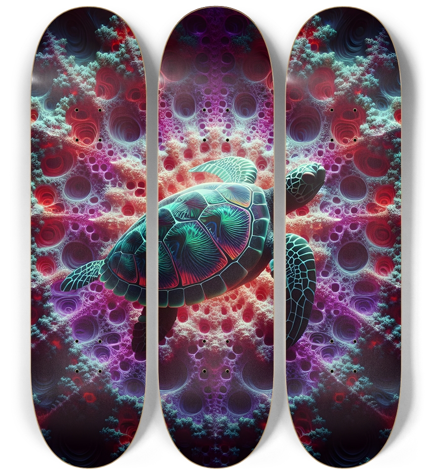 Fractal Sea Turtle Tile 0007 8K 3 Deck Wall Series