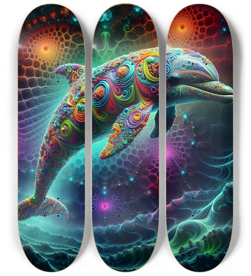 Seamless Fractal Dolphin Tile 0003 8K 3 Deck Wall Series