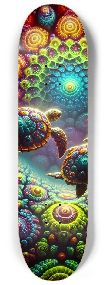 Fractal Sea Turtle Tile 0010 8K #2 8-1/4 Skateboard Deck