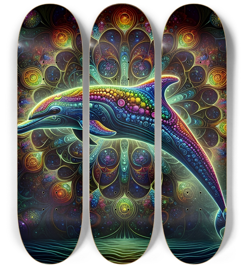 Seamless Fractal Dolphin Tile 0030 8K 3 Deck Wall Series