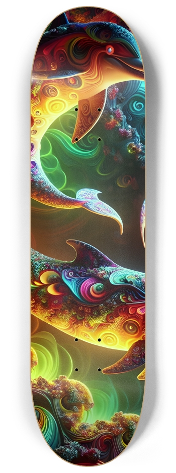 Seamless Fractal Dolphin Tile 0019 8K #1 8-1/4 Skateboard Deck