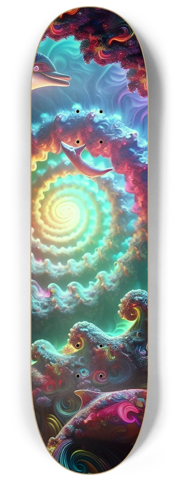 Seamless Fractal Dolphin Tile 0019 8K #3 8-1/4 Skateboard Deck