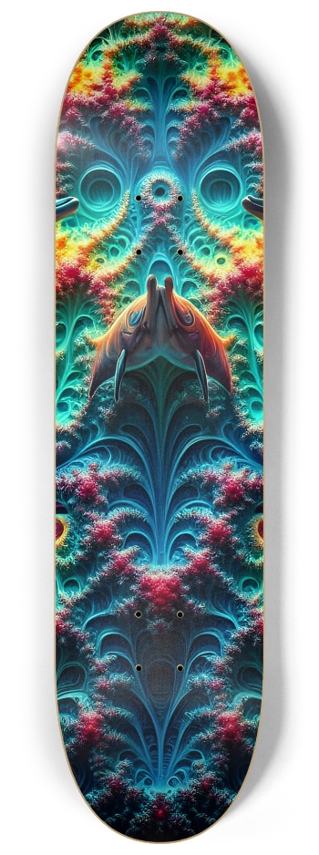 Seamless Fractal Dolphin Tile 0016 8K #2 8-1/4 Skateboard Deck