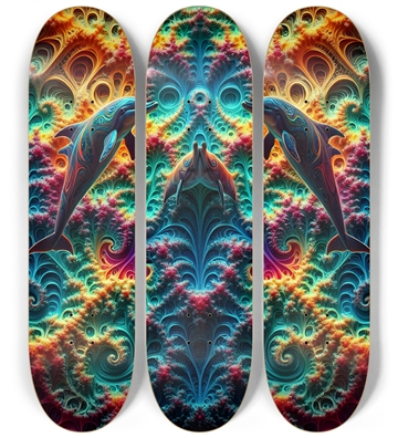 Seamless Fractal Dolphin Tile 0016 8K