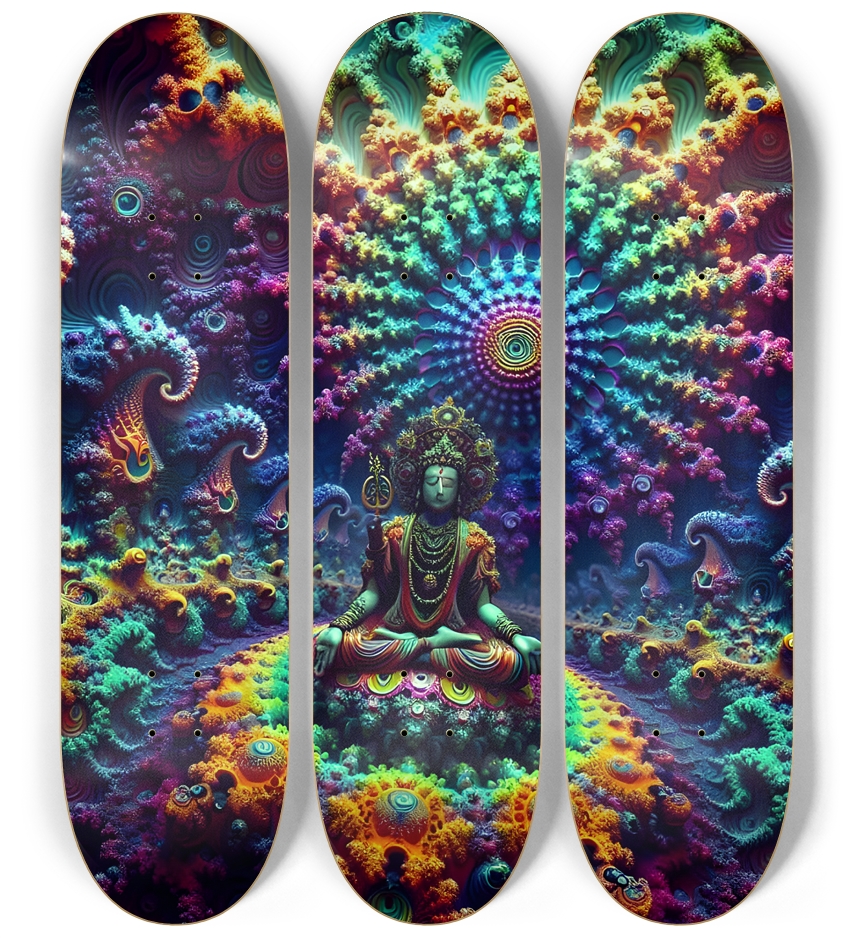 Psychedelic Fractal Vishnu 0012 8K 3 Deck Wall Series