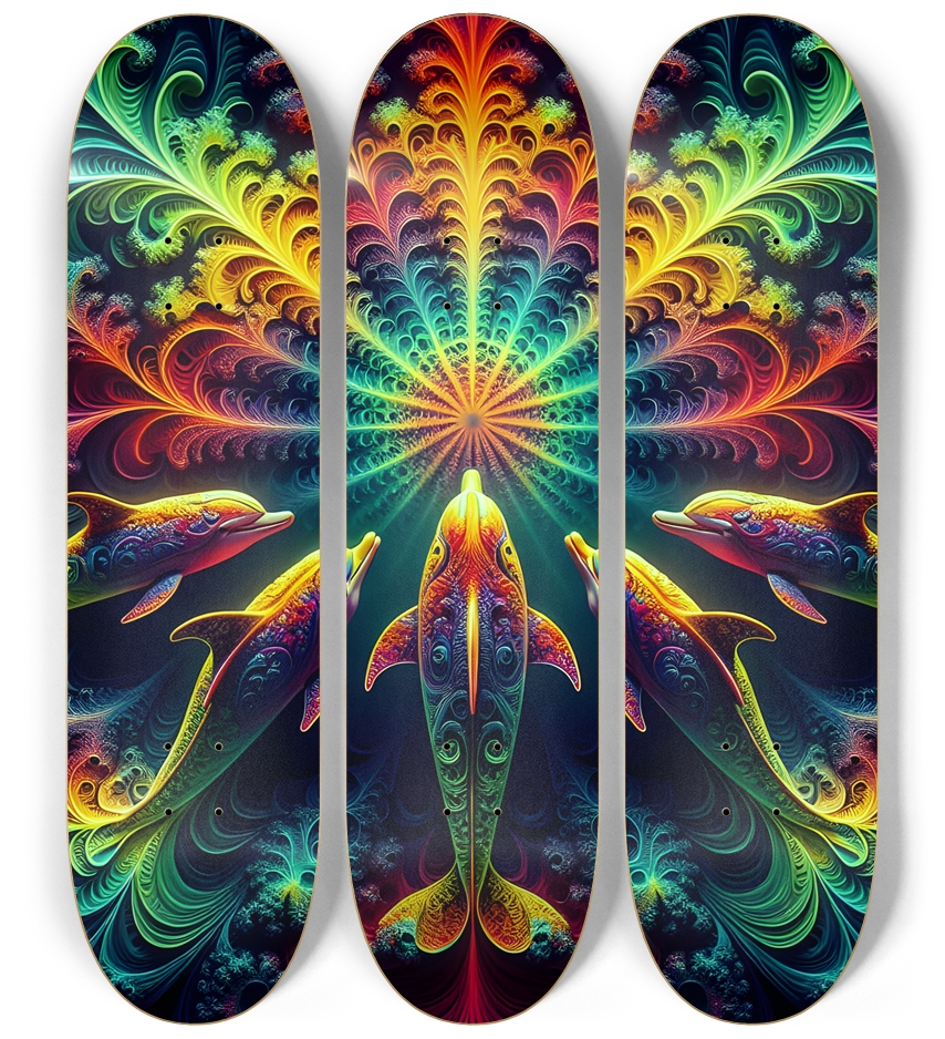 Seamless Fractal Dolphin Tile 0004 8K