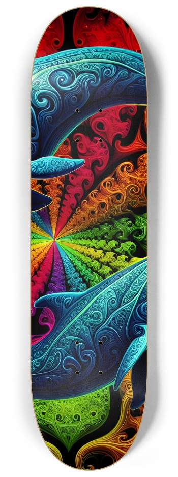 Seamless Fractal Dolphin Tile 0021 8K #2 8-1/4 Skateboard Deck