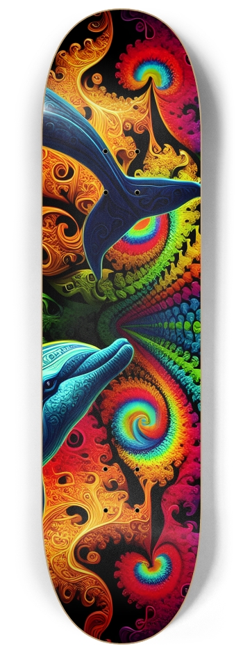 Seamless Fractal Dolphin Tile 0021 8K #3 8-1/4 Skateboard Deck