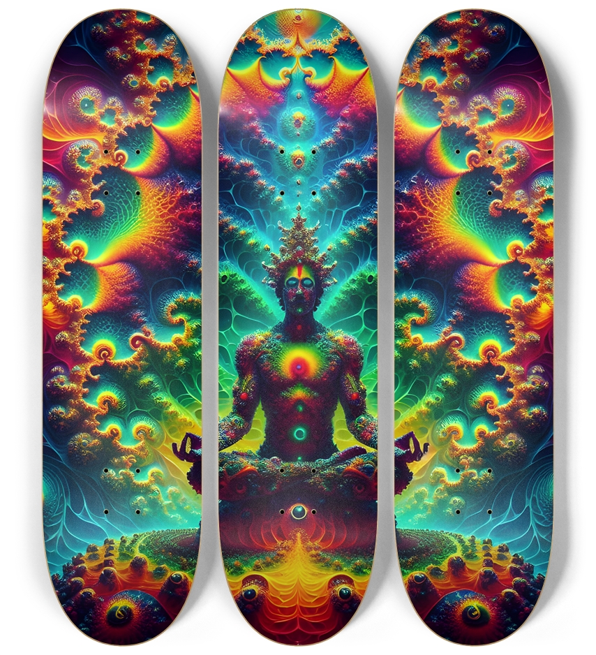 Psychedelic Fractal Vishnu 0008 8K 3 Deck Wall Series