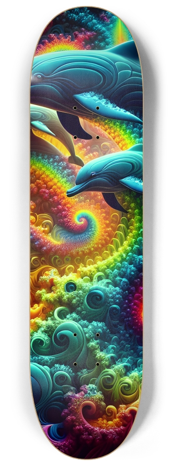 Seamless Fractal Dolphin Tile 0015 8K #2 8-1/4 Skateboard Deck