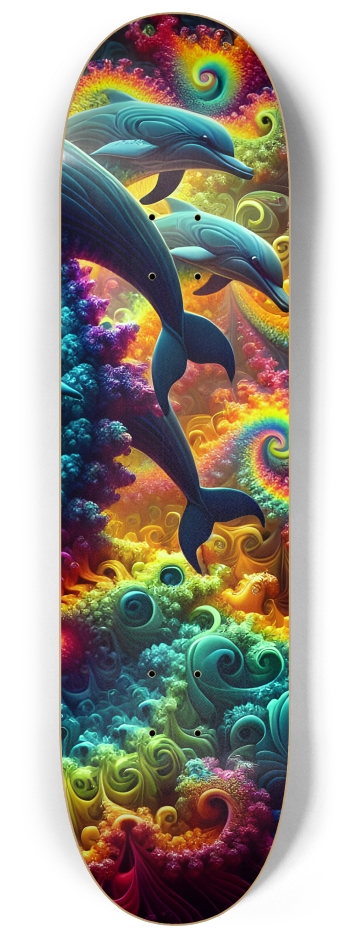 Seamless Fractal Dolphin Tile 0015 8K #3 8-1/4 Skateboard Deck