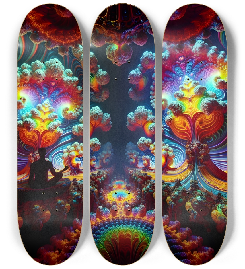 Psychedelic Fractal Zen Meditation 0002 8K 3 Deck Wall Series