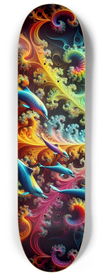 Seamless Fractal Dolphin Tile 0022 8K #1 8-1/4 Skateboard Deck