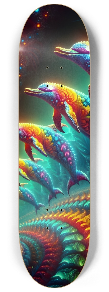 Seamless Fractal Dolphin Tile 0005 8K #2 8-1/4 Skateboard Deck