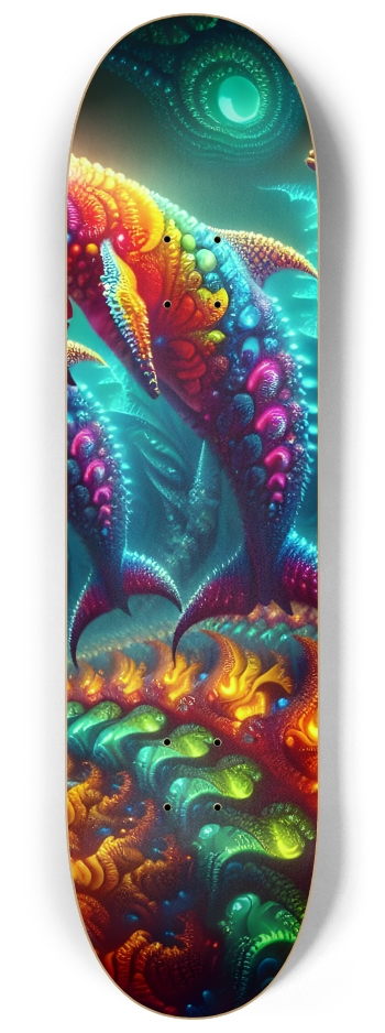 Seamless Fractal Dolphin Tile 0005 8K #3 8-1/4 Skateboard Deck