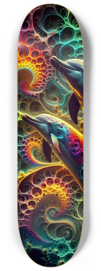 Seamless Fractal Dolphin Tile 0029 8K #1 8-1/4 Skateboard Deck
