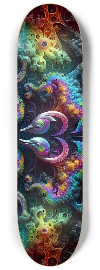 Seamless Fractal Dolphin Tile 0008 8K #1 8-1/4 Skateboard Deck