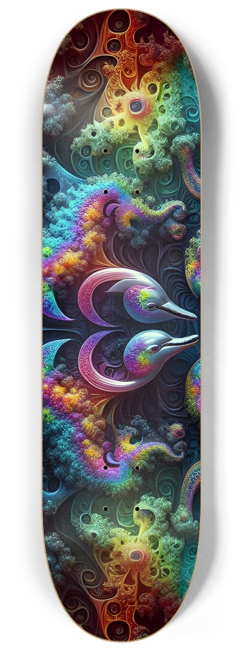 Seamless Fractal Dolphin Tile 0008 8K #3 8-1/4 Skateboard Deck