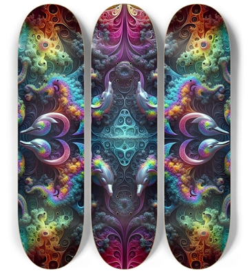 Seamless Fractal Dolphin Tile 0008 8K