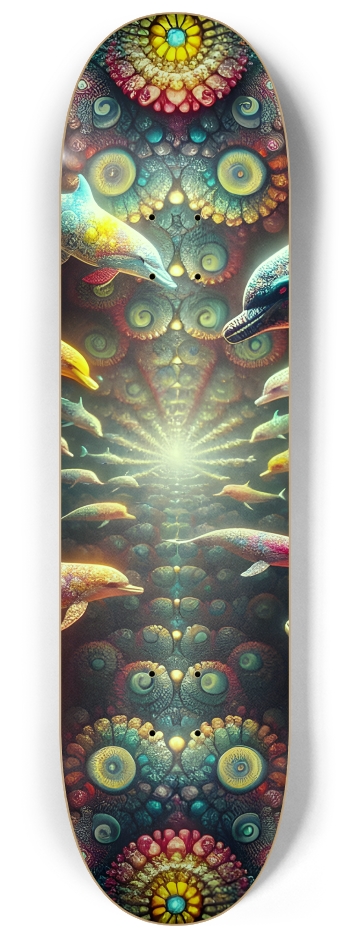 Seamless Fractal Dolphin Tile 0024 8K #2 8-1/4 Skateboard Deck