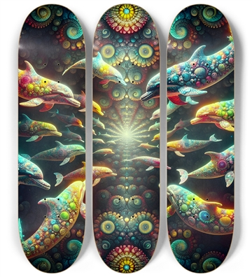 Seamless Fractal Dolphin Tile 0024 8K