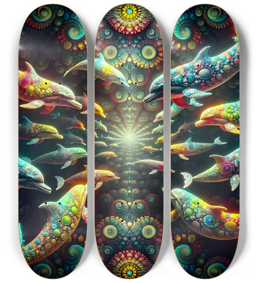 Seamless Fractal Dolphin Tile 0024 8K