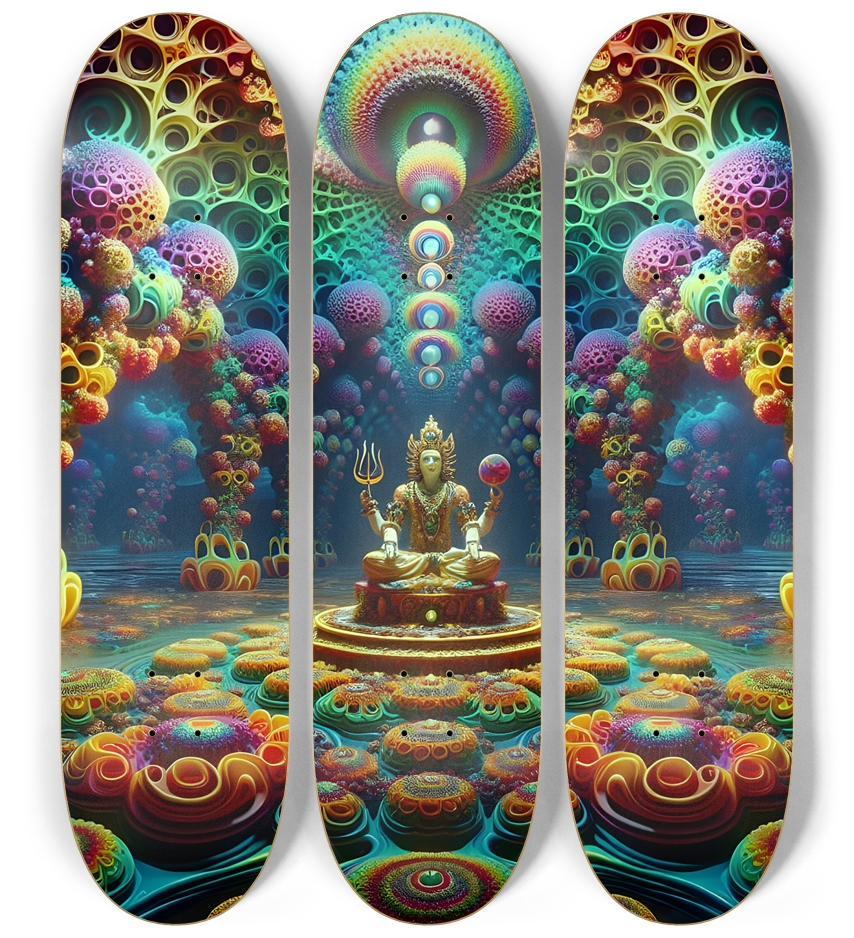 Psychedelic Fractal Vishnu 0010 8K 3 Deck Wall Series
