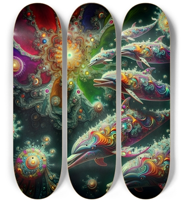 Seamless Fractal Dolphin Tile 0014 8K