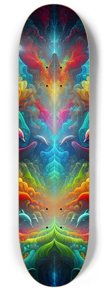 Seamless Fractal Dolphin Tile 0020 8K #2 8-1/4 Skateboard Deck