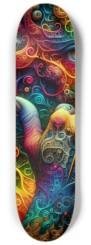 Psychedelic Fractal Flip The Bird 0001 8K #1 8-1/4 Skateboard Deck