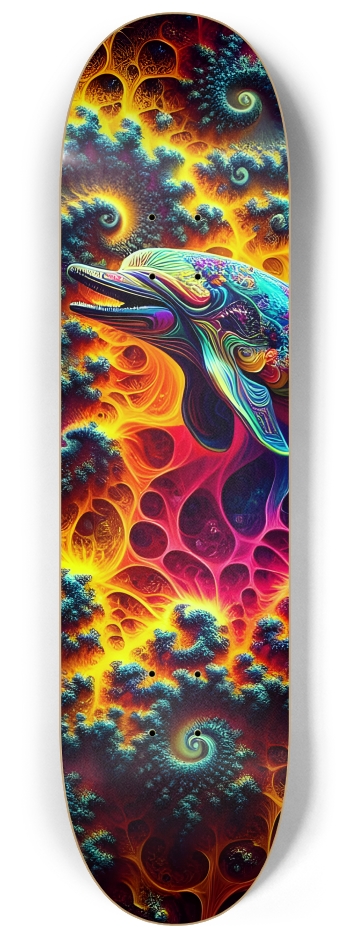 Seamless Fractal Dolphin Tile 0001 8K #1 8-1/4 Skateboard Deck
